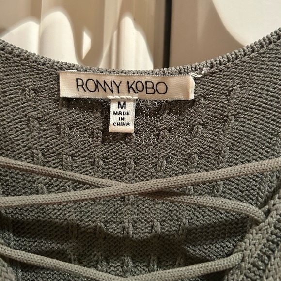 RONNY KOBO green knit v neck green dress bodycon medium - Picture 5 of 11